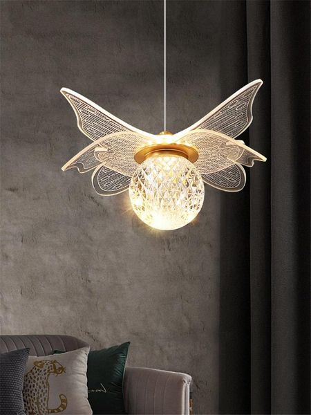

pendant lamps modern luxury acrylic art lights ball butterfly wing hanging lighting restaurant bar corridor stairs led