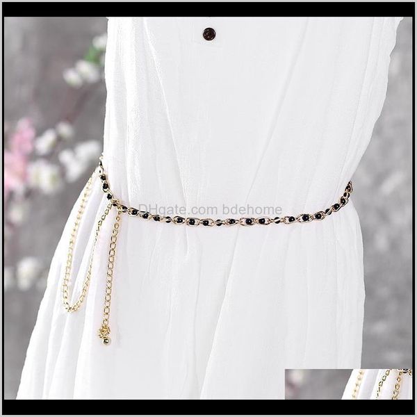 

& drop delivery 2021 woman belt elegant metal belts mix color pearl chain women fashion clothing aessories r6ksf, Black;brown