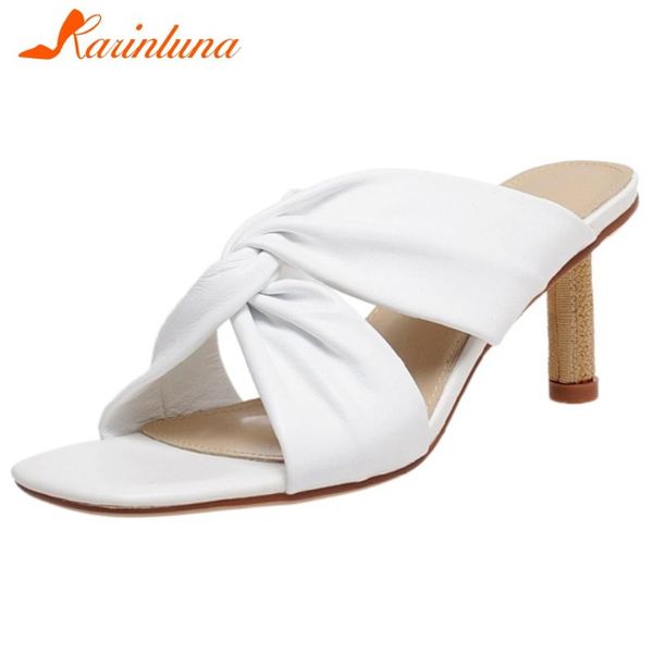 

dress shoes karin ladies slip-on high heels fashion genuine leather women elegant pleated knot, Black