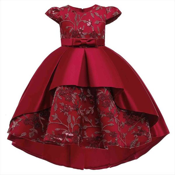 

winter halloween girl embroidered dresses tail bow princess birthday evening clothing for girls 2 8y, Red;yellow