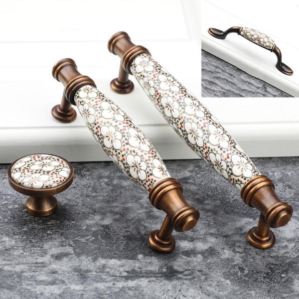 

handles & pulls antique bronze ceramic cabinet handle vintage drawer knob wardrobe door european style furniture hardware