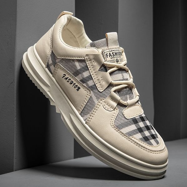 

summer breathable flat sole low casual korean fashion lattice color matching small white student sports sho male, Black
