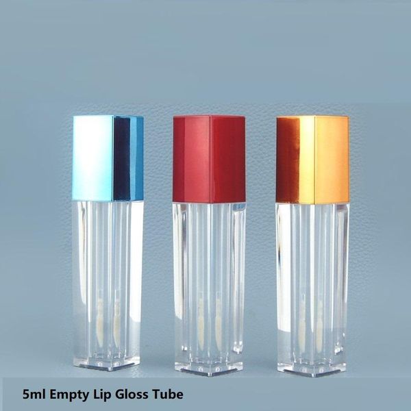 

storage bottles & jars 15/50pcs 5ml blue red square lip gloss wand tube empty cosmetic oil container gold bottle lipgloss glaze