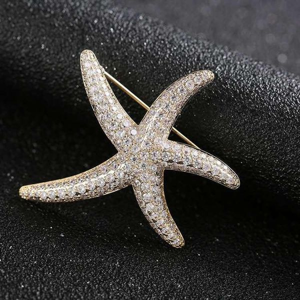 

pins, brooches copper needle zircon starfish ocean gp crystal transparent rhinestone insert type paper clip brooch accessories, Gray