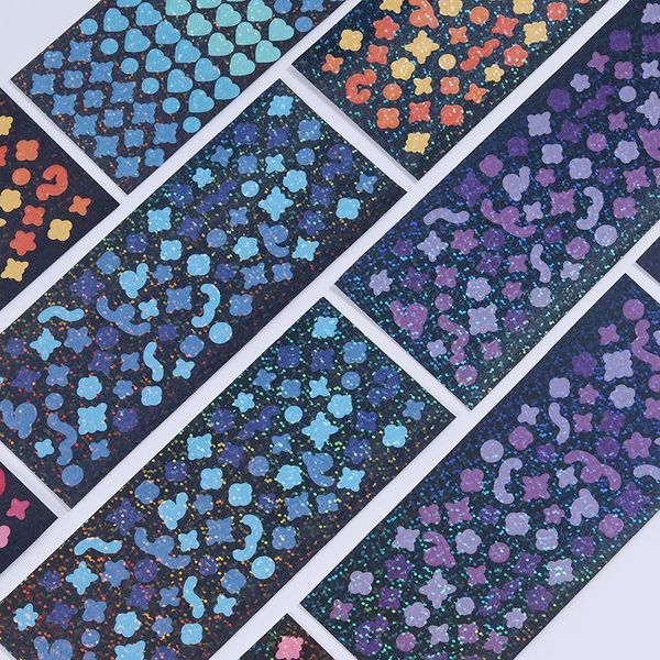 

gift wrap laser star love heart idol card blingbling stickers diy scrapbook junk journal diary po mobile phone computer
