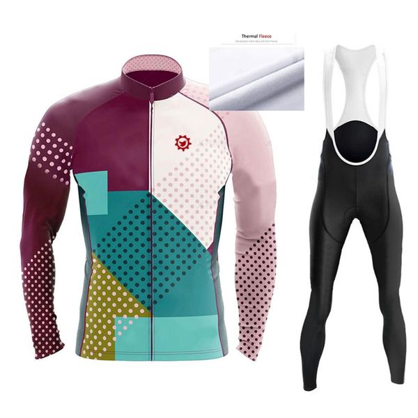 

racing sets 2021 pro team winter thermal fleece men long sleeve cycling clothing mtb ropa ciclismo bike clothes pants set, Black;blue