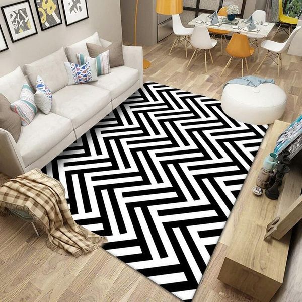 

carpets nordic 3d printed black white stripe for living room bedroom decor area rugs kids child crawling play rug mats game