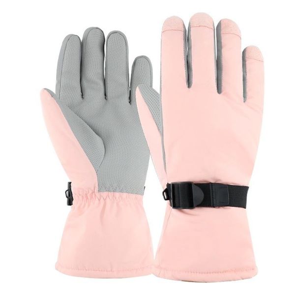 

outdoor touchscreen warm cycling ski gloves women's winter thick plush couple men waterproof, Black