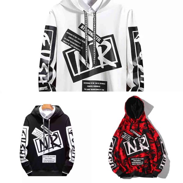 

hoodie men sweater trui streetwear harajuku hiphop random brand s lent herfst soild camouflage print 5226, Black;green