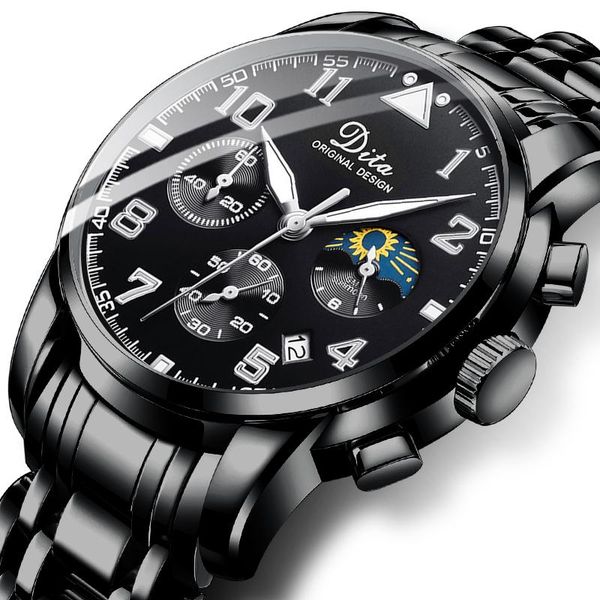 

wristwatches ditawatch luxury watch men 30m waterproof date clock sports watches mens stainless steel quartz relogio masculino, Slivery;brown