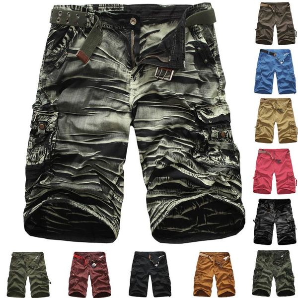 

men's shorts cargo men cotton bermuda male summer military short trousers casual vintage man sand camouflage, White;black