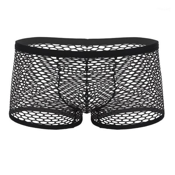 

underpants mens fishnet lingerie boxer briefs panties breathable mesh see through sheer low rise underwear homewear, Black;white