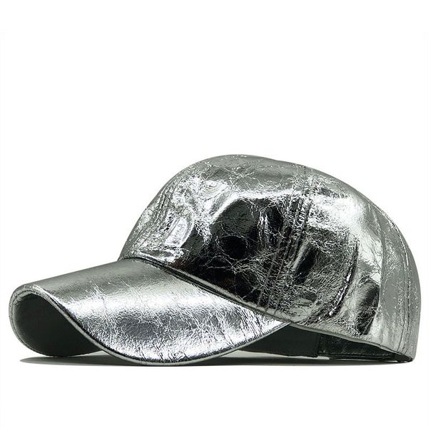 

cross-border new arrival bright color baseball cap baseball caps for men and women customized pu leather peaked cap european an, Blue;gray