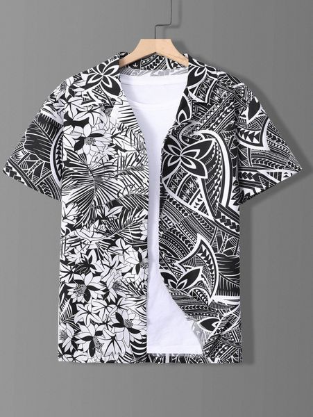 

men random floral and geo print shirt without tee d6zk#, White;black