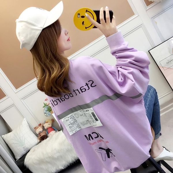 

women's hoodies & sweatshirts #2528 korean casual harajuku sweatshirt women black/white/orange loose batwing sleeved woman o neck sprin