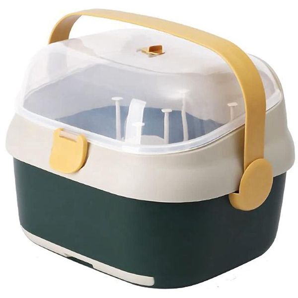 

kitchen storage & organization baby bottle drying rack container with drainer, portable nursing cutlery box cover, holder