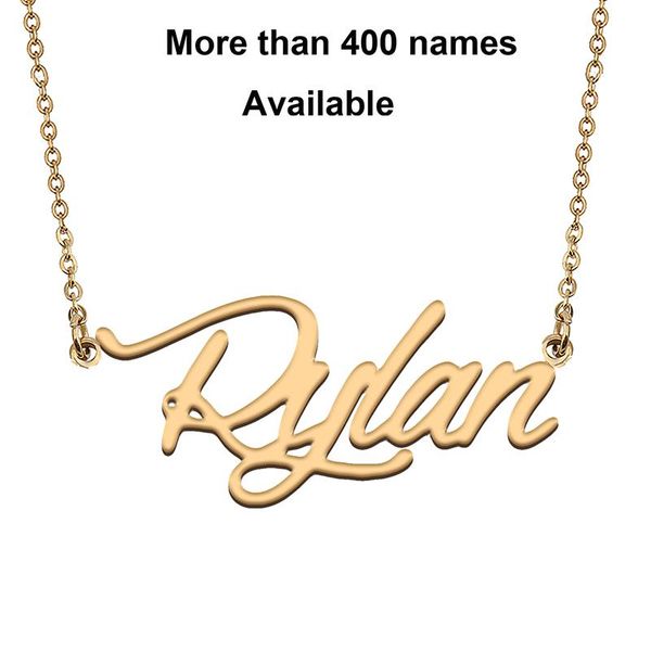 

chains cursive initial letters name necklace for rylan birthday party christmas year graduation wedding valentine day gift, Silver