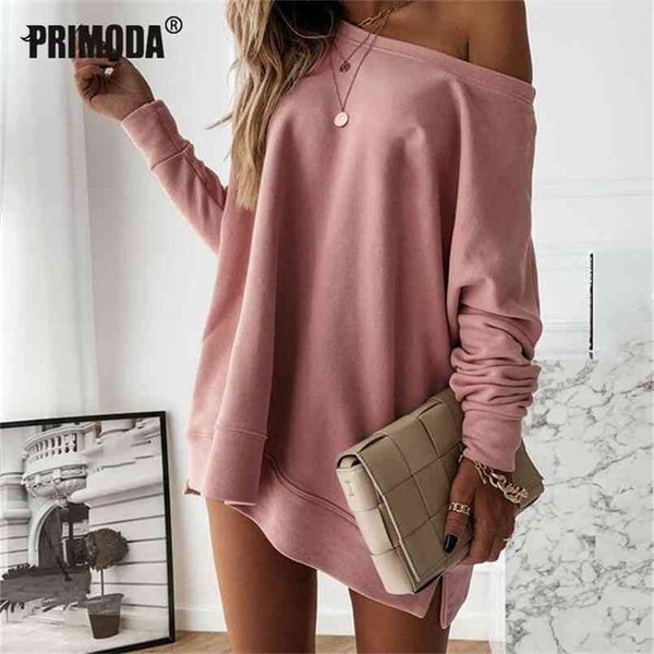 

kawaii off shoulder party club hoodies dress women long sweatshirt autumn full harajuku hoodie split sudadera mujer pr2074g 210813, Black