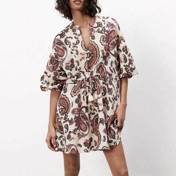 

dress za fashion print waist slim women dress casual chic elegant ladies street 210601, Black;gray