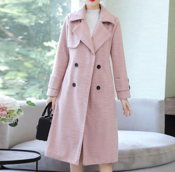 

women's wool & blends winter coat women overcoat womens lapel jacket long outwear manteau femme plus size s-2xl#3, Black