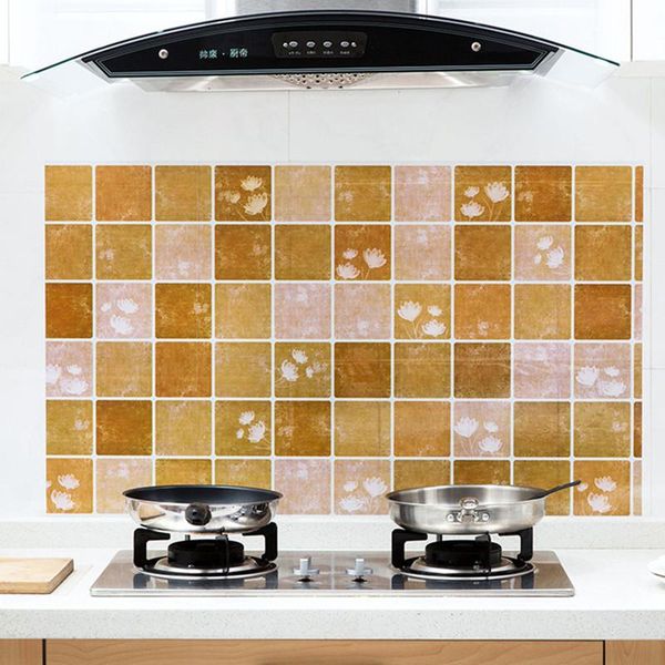 

wallpapers kitchen waterproof wallpaper self-adhesive stove anti-oil wall papers roll home decor 0.6m * 1m