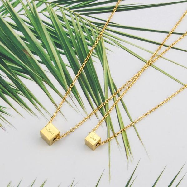 

pendant necklaces fashion titanium steel square double necklace girl gold cross coin clavicle chain round heart women's neck choker, Silver