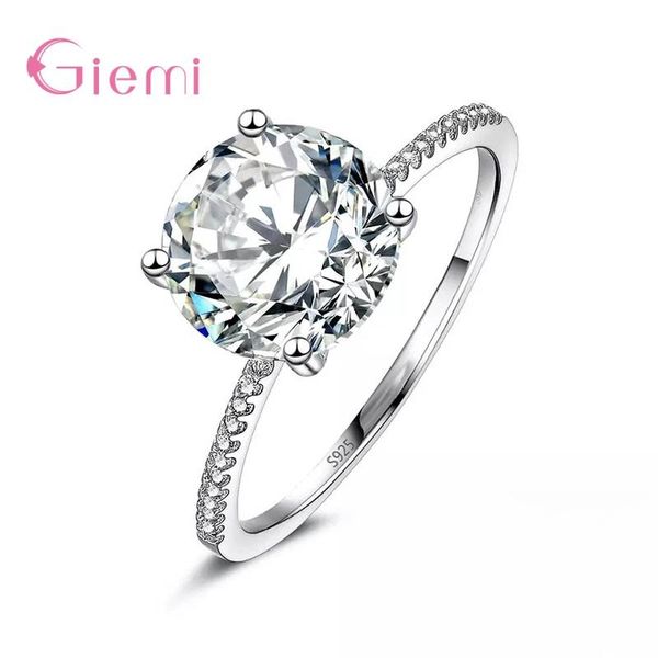 

cluster rings sparkling big cz crystal finger for women girls real 925 sterling silver design wedding engagement promise jewelry, Golden;silver