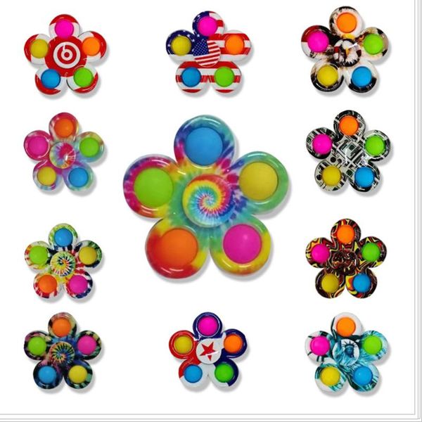 

colorful sensory fidget push bubble board toys simple dimple fidgets plus 3 leaf 5 sides finger play game anti stress spinner