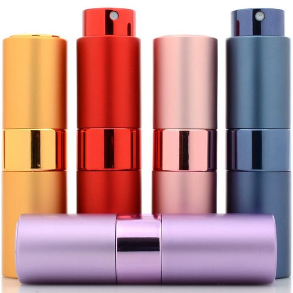 

2021 15ml empty sample atomizer spray glass perfume bottle rotary spray aluminum cosmetic packaging container