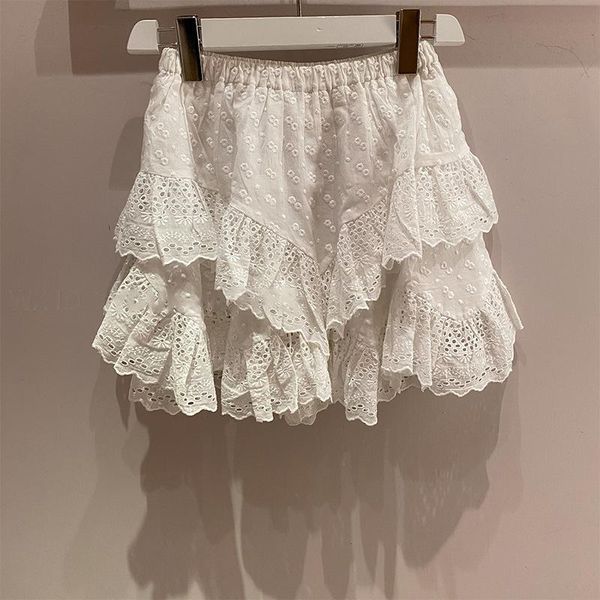 

women shorts 2021 spring/summer trendy embroidered lace layered culottes women's, White;black