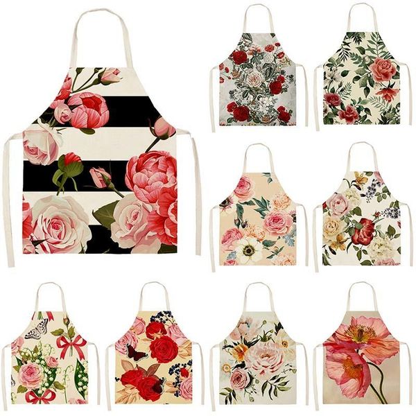 

aprons rose pattern apron baking accessories for women kitchen cooking