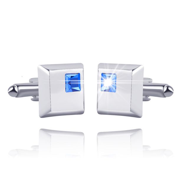 

classic crystal square men's french style cufflink shirt cuff links wedding party jewelry, Silver