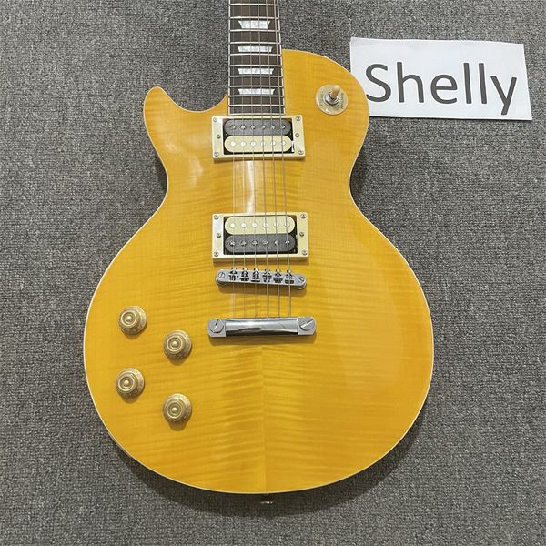 

standard electric guitar tiger maple zebra pickups silver hardware rosewood fingerboard mahogany body left handed