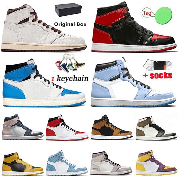 

2022 with box jumpman 1 1s men women baksetball shoes high og university blue bred patent bordeaux brotherhood dark mocha bubble gum shadow, White;red