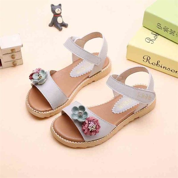 

baby girls sandals summer cute flower diamond flat beach fashion kids sneakers big girl shoes beige pink stq016 210729, Black;red