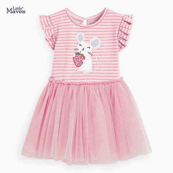 

frocks for girls 2022 summer baby girl children clothes toddler cotton striped animal vestido casual dress for kids 2-7 years g1215, Red;yellow