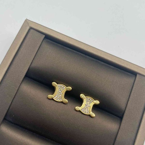 

new triumphal arch rhinestone earrings for women, Golden