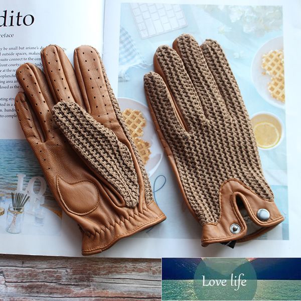 

summer motorcycle riding leather driving gloves men' touch screen goatskin unlined thin section 2021 new driver gloves factory price e, Blue;gray