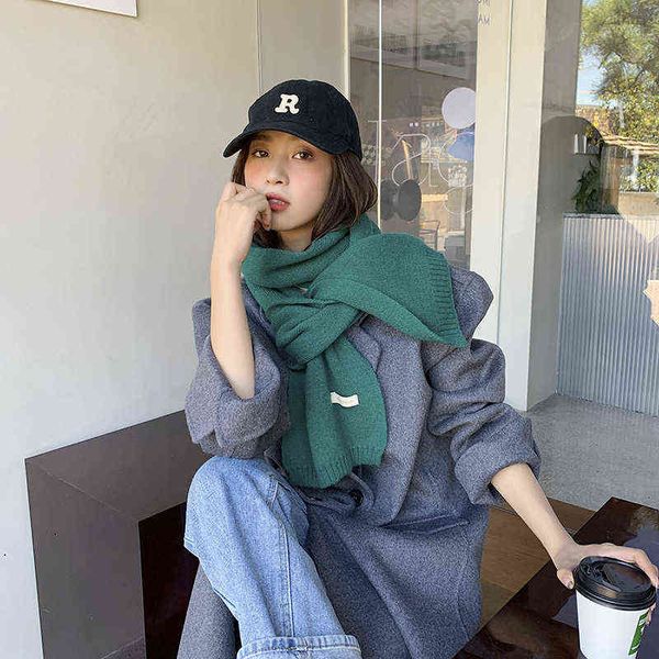 

scarves ding zou same pure color soft korean fashion knitted scarf female versatile couple warm bib, Blue;gray