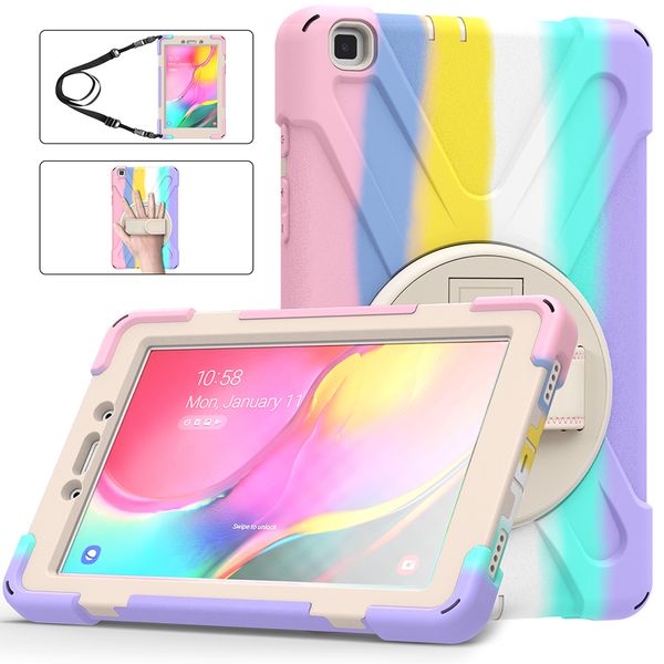 

for samsung galaxy tab a 8.0 shockproof cover t290 t295 silicone case with shoulder strap and kickstand