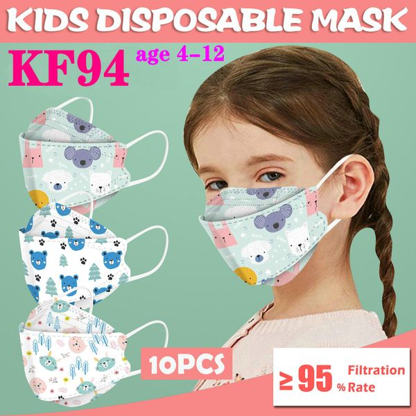 KF94 KN95 para Kid Designer Cute Print Face Mask Proteção à prova de poeira Respirador de filtro em forma de salgueiro FFP2 Certificação CE 10 pçs/pacote DHL ship in 12hours