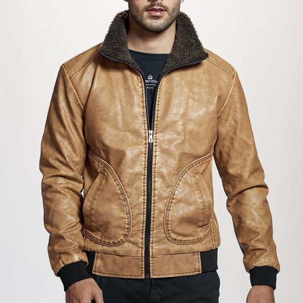

men's jackets 2021 fashion winter mens pu thick warm motorcycle jacket windproof leather coat male lapel cool, Black;brown