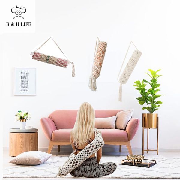 

portable hand-woven yoga mat tassel storage bag net is light and easy to carry mats