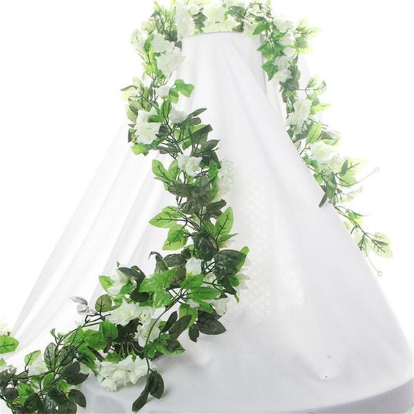 

decorative flowers & wreaths 2 packs artificial flower wreath 230 cm silk rose wedding home decor holiday party decoration simulation green