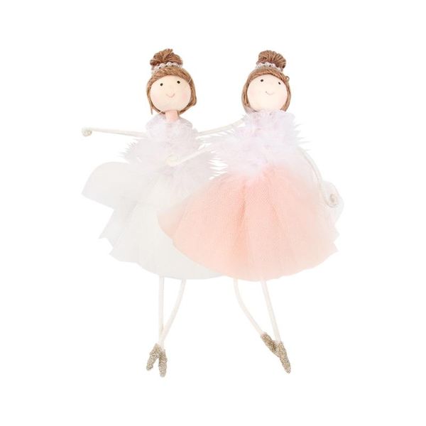 

christmas decorations 2pcs ballerina girl hanging doll toys for decoration white and pink pendant xmas tree