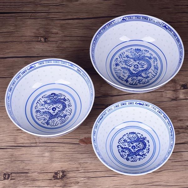 

4.5/5/6/7/8/9 inch blue and white porcelain ramen bowl chinese jingdezhen ceramic rice bowls dragon pattern tableware vintage
