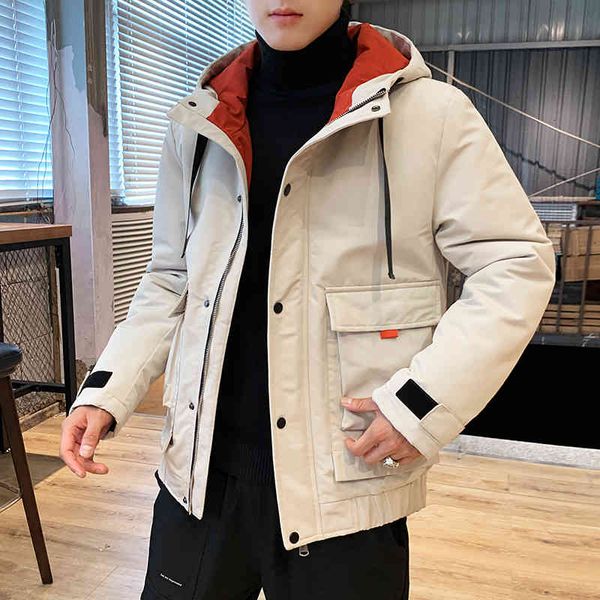 

men's jackets men's winter warm jacket, cotton quilted hoodie, british embroidery trend ins, Black;brown