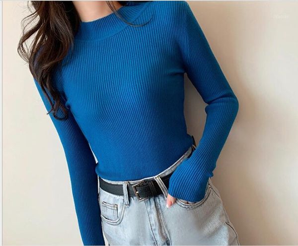 

women's sweaters sweater mtbz 2021 autumn and winter long sleeve with slim korean bottoming shirt half high collar pullover wholesal, White;black