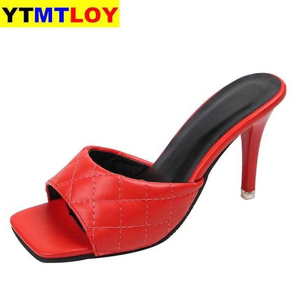 Plus Size 35-44 Mulheres Sandálias Sapatos de Verão Party High Heel Stiletto Open Toe Sandálias Casuais Casuais Mulheres Gladiador X0526