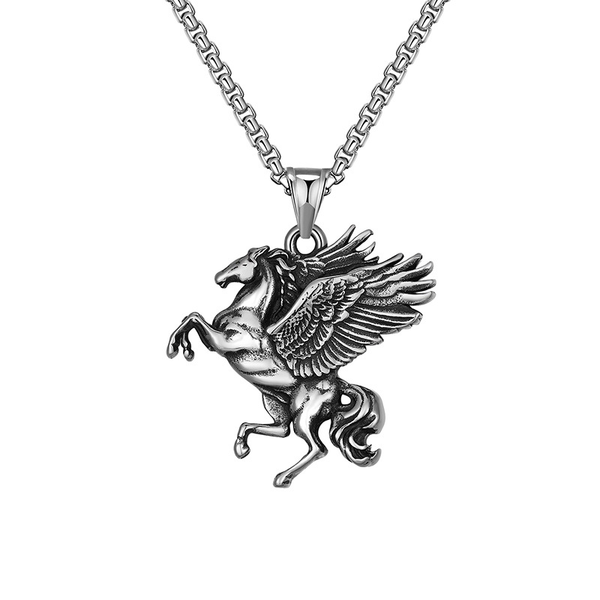 

pendant necklaces vintage flying horse pendent necklace for men and women silver color animal chain gothic punk cool men's trendy jewel